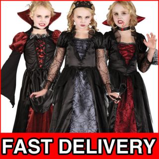   Queen Vampire Princess Halloween Kids Fancy Dress Costume Age 3 10