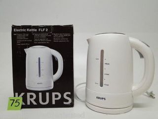 Krups FLF2 J1 Electric Kettle W/ Swivel Base White and Stainless Steel 