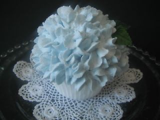 FAKE CUPCAKE   Cottage Style Blue Hydrangea Faux Cupcake   Food Prop