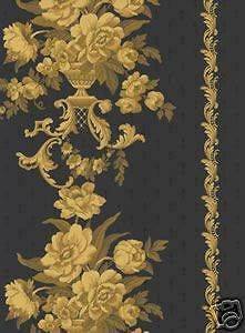 Dramatic Victorian Floral On Black Wallpaper D/R