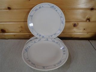 Vintage Corelle   First Of Spring 4 Bread Plates Light Blue White 