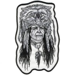 Indian Warrior 6 x 10 BACK PATCH Embroidered For Cool Biker Vest LRG 