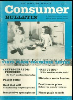 1959 Consumer Bulletin Vinyl Floor Coverings/Refr​igerator Freez 