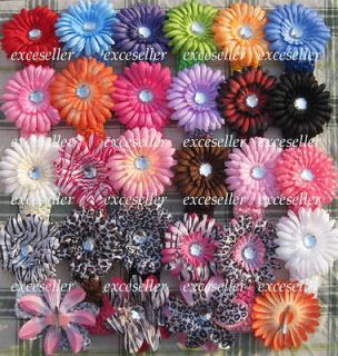 Crochet Headbands with crystal gerbera Daisy Flower clips hair bows 