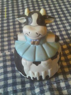   Ceramic Hand painted 2 Piece Trinket Box of a Ballerina Dairy Cow