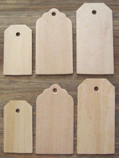 Assorted Unfinished Wood Wooden Tags for Crafts Embellishing Birch 