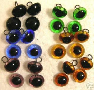 14 PAIR 8MM MIX Color GLASS EYES with wire LooPS