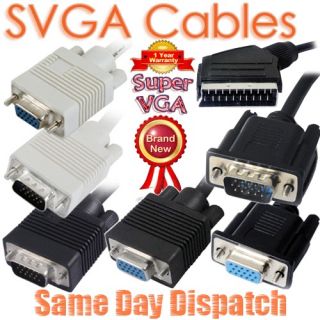 Scart VGA To SVGA Male Female Monitor HDTV TFT PC Cable 1M 1.2M 1.8M 2 