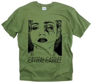 Madonna Crystal Castles#2 super star pop dance Army Green t shirt