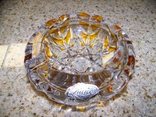   HAND CUT LEAD COLOR CRYSTAL GLASS 4 PLACE ASHTRAY WITH JEWISH STAR
