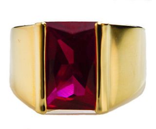 ladies BOLD ring RUBY RED Russian formula cz 18K gold overlay size 6