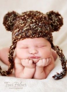 Crochet Newborn Baby Bear Photography Prop Hat Infant Photo Prop Boy 