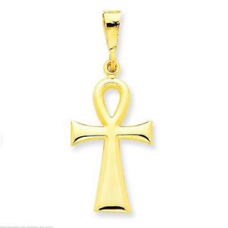 14K Yellow Gold Egyptian Ankh Cross Pendant Jewelry