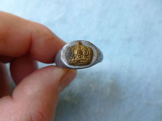 GI Souvenir Trench Art Ring w British Kings Crown Insignia