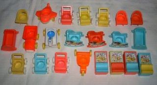FISHER PRICE Vintage LITTLE PEOPLE Huge LOT of Strollers Baby Items 