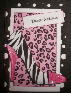 Handmade Greeting Card 3D With A Hot Pink Zebra Print Shoe