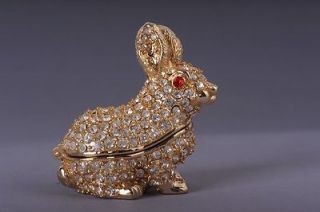   Rabbit trinket box by Keren Kopal Swarovski Crystal Jewelry box