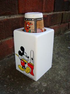 VINTAGE WALT DISNEY PAPER CUP DISPENSER with 21 SMALL PAPER CUPS