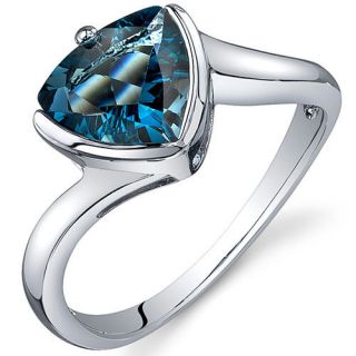 Trillion Cut 2.00 cts London Blue Topaz Ring Sterling Silver Sizes 5 