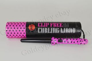 PYT Clip Free Hair Curling Iron Styling Wand PINK POLKA DOT 25/18mm 