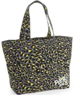   Aero Womens Gray Animal Leopard Spot Print Large Canvas Tote Bag