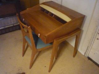 ANTIQUE 1950s DREXEL ROLL TOP DESK WITH CHAIR~PROFILE