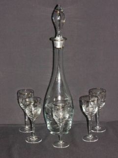 Bohemia Czech Cornflower Crystal Glass Decanter Goblets