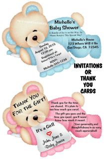  PERSONALIZED PARTY FAVOR BABY SHOWER BEAR INVITATIONS OR THANK YOU