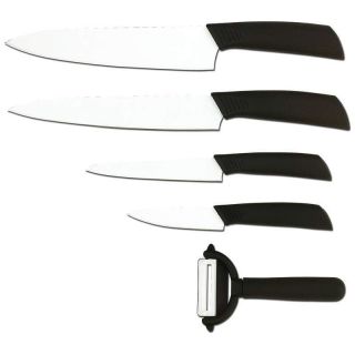 Slitzer 5pc Ceramic Coated Cutlery Knife Set Chefs Paring Utility 