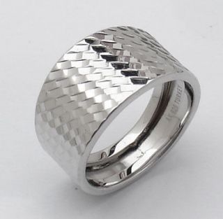   Platinum Clad Anti Tarnish Diamond Cut Ring Sterling Silver 925 