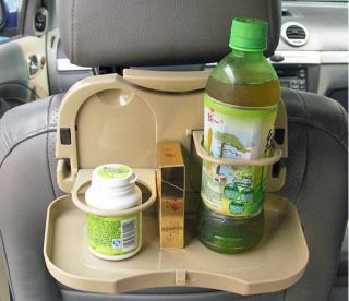   Tray Back Seat Food Drink Meal Table Desk Bottle Cup Holder Beige