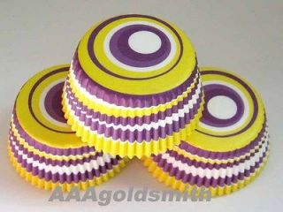 500pcs yellow purple circle muffin baking cup cupcake liners