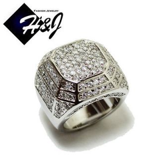   Steel Silver Tone 4.11 Carat CZ Iced Out Bling Ring Size 9  12