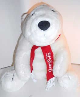 DAKIN Coca Cola Polar Bear White 1993 Stuffed Plush Red Scarf SWEET 14 