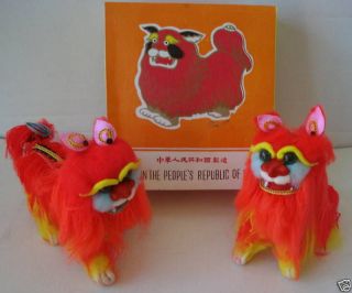 CHINESE NEW YEAR DANCE LION FOO FU DOGS DOLL WOOL NEW