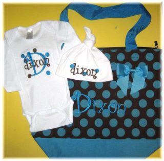 Personalized Diaper Tote Bag Onesie Shirt Hat GIFT SET