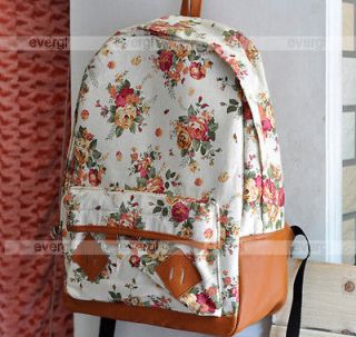 New Women girl lady Fashion Vintage Cute Flower School Book Campus Bag 