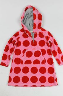  Girls Pink & Red Spot Towelling Velour Beach Dress 1.5 2 3 4 5 6 NEW