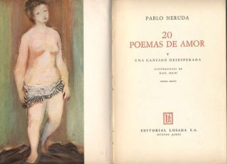 Pablo Neruda Book 20 Poemas De Amor 1966 Losada L@@K