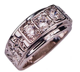 STONE 1.35 carat cz NUGGET MENS RING 18K White Gold overlay size 14