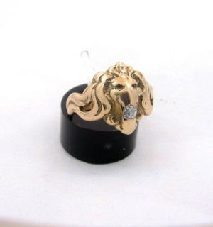 LION LEO RING 14KT & DIAMOND ANTIQUE