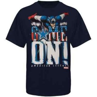 Dallas Cowboys Youth Marvel Captain America Game On T Shirt   Navy 