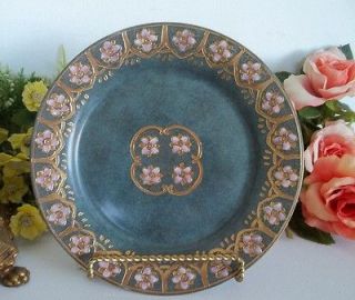 Toyo decorative plate with hand painted pink flowers and gold