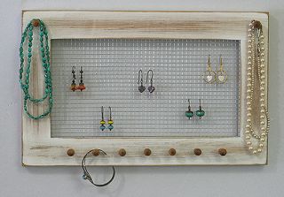   jewelry organizer shabby white necklaces bracelets wall rack display