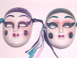   Porcelain Mardi Gras Masks, wall decoration, theatrical, drama (TE479