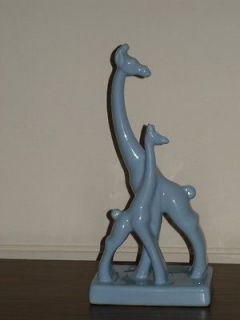 HAEGER POTTERY GIRAFFE MOTHER AND BABY FIGURINE PAPER LABEL
