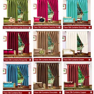   Ready Made Pencil Pleat Fully Lined Curtains & tiebacks 54 72 90 drop
