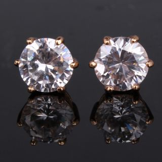   gold filled round cut diamond cut crystal lady wedding stud earring