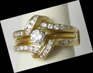 60ctw Diamond Engagement Wedding Wrap Ring Set Vintage 14K Gold 