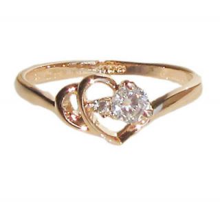 Size 8.5 Ring 18k rose gold GP heart swarovski crystal Engagement 